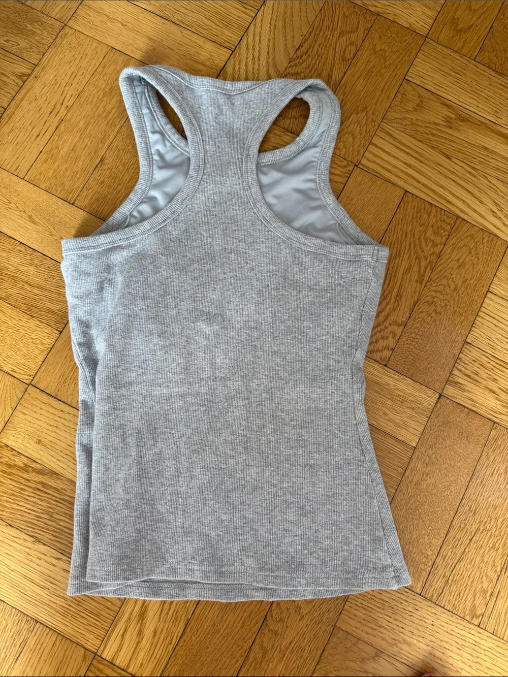 ALO Yoga Light Grey Ribbed Racerback Tank - Picture 2 of 2